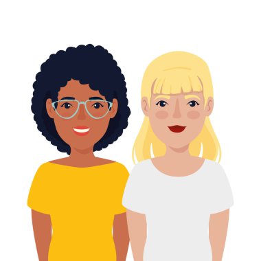 Güzel kadın avatar karakter simgesi grubu