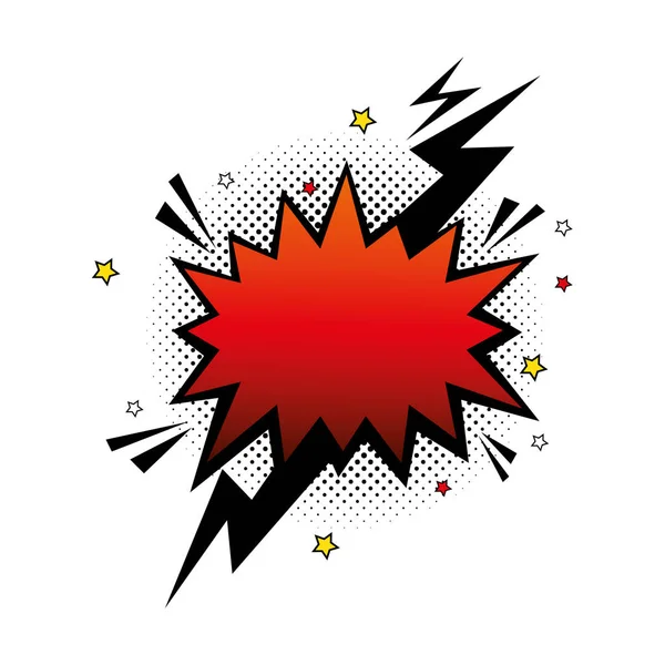 Eksplosjonsrød farge med lynstråle popkunstikon – stockvektor