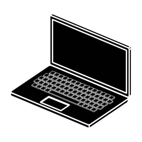 Silhueta de laptop ícone dispositivo de computador isolado — Vetor de Stock