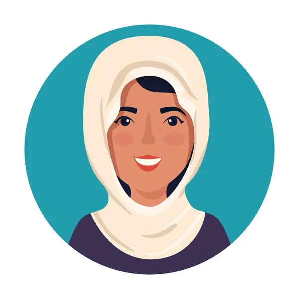 Belle femme musulmane dans le cadre circulaire — Image vectorielle
