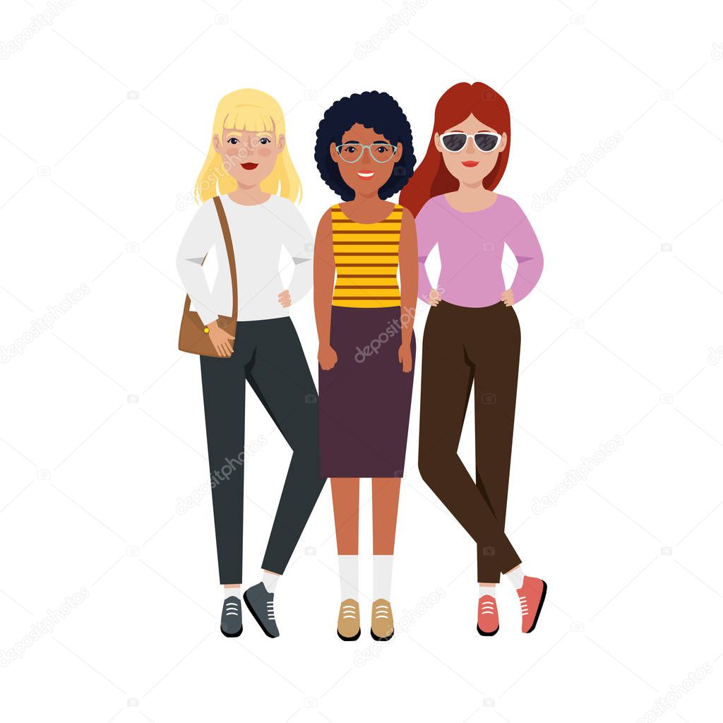 group of beautiful women standing avatar character