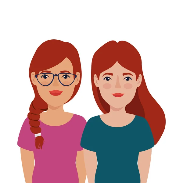 Grupo de hermosas mujeres avatar carácter — Vector de stock