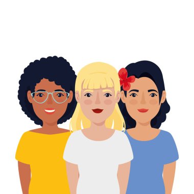 Güzel kadın avatar karakter simgesi grubu