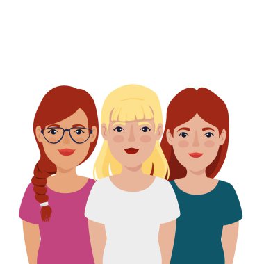 Güzel kadın avatar karakter simgesi grubu