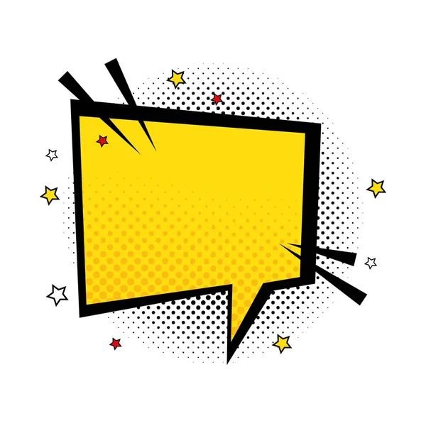 Speech bubble yellow color pop art style — Stock Vector