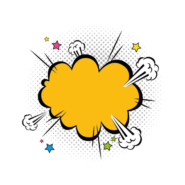 Σύννεφο έκρηξη κίτρινο χρώμα ποπ τέχνη στυλ εικονίδιο — Διανυσματικό Αρχείο
