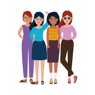 Bir grup güzel kadın avatar karakteri