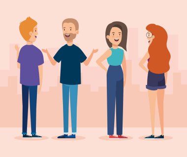 bir grup genç insan Avatar karakterleri