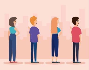 arka grup genç insan Avatar karakterleri