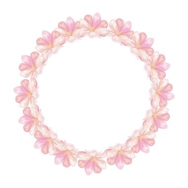 İzole edilmiş şirin çiçeklerin çerçeve dairesi