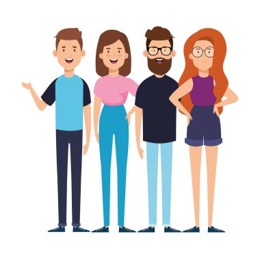 bir grup genç karakter