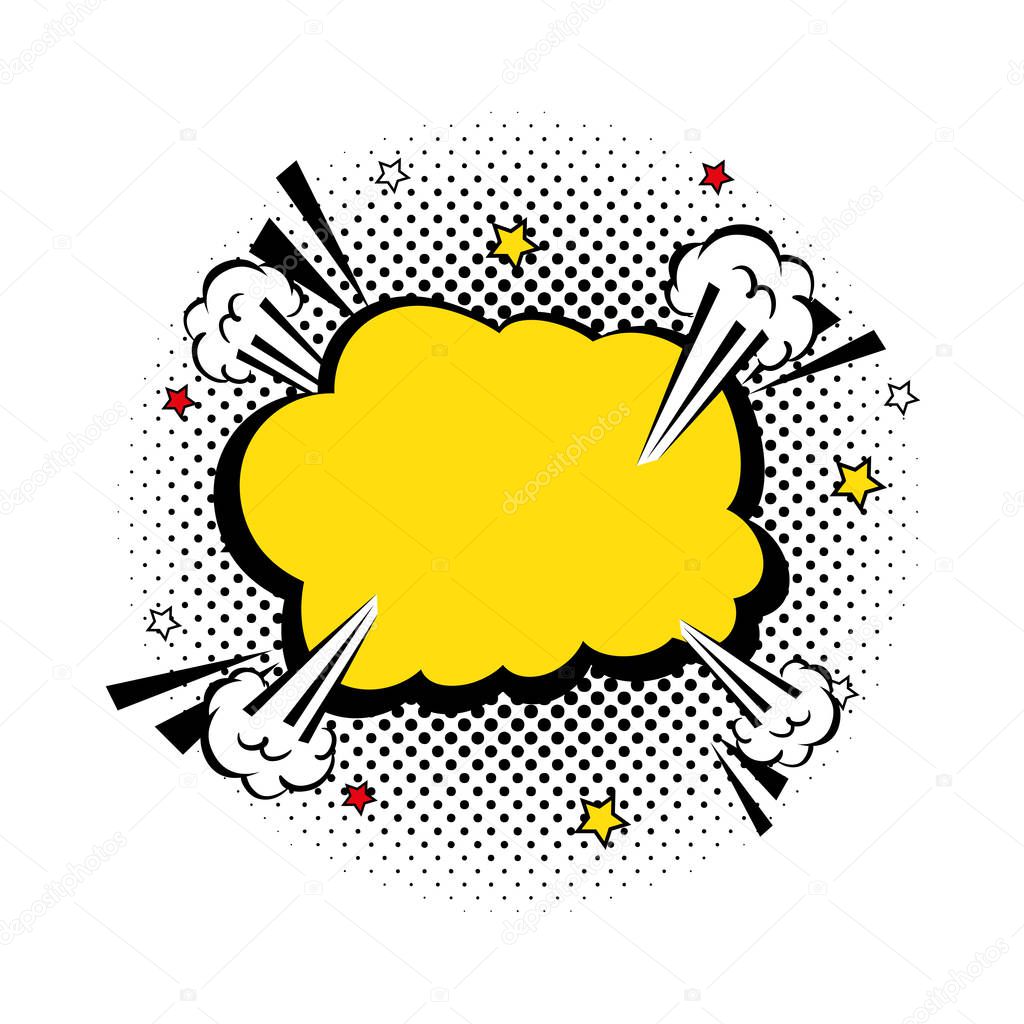 cloud explosion yellow color pop art style icon