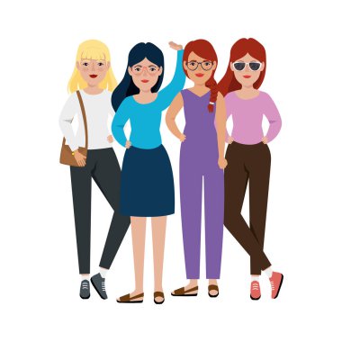 Bir grup güzel kadın avatar karakteri