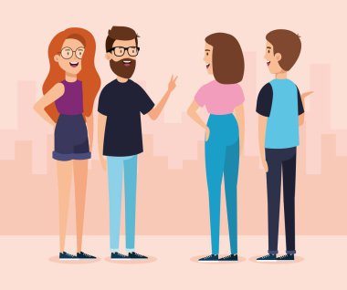 bir grup genç insan Avatar karakterleri