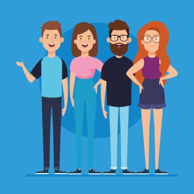 bir grup genç insan Avatar karakterleri