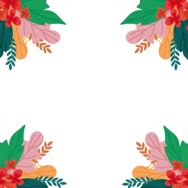 Yapraklı çiçek çerçevesi doğal izole edilmiş simge