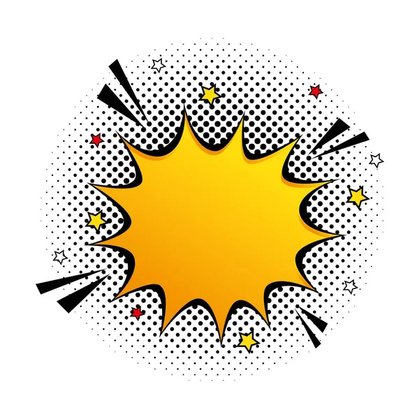 Explosion yellow color with stars pop art style icon — Stock Vector