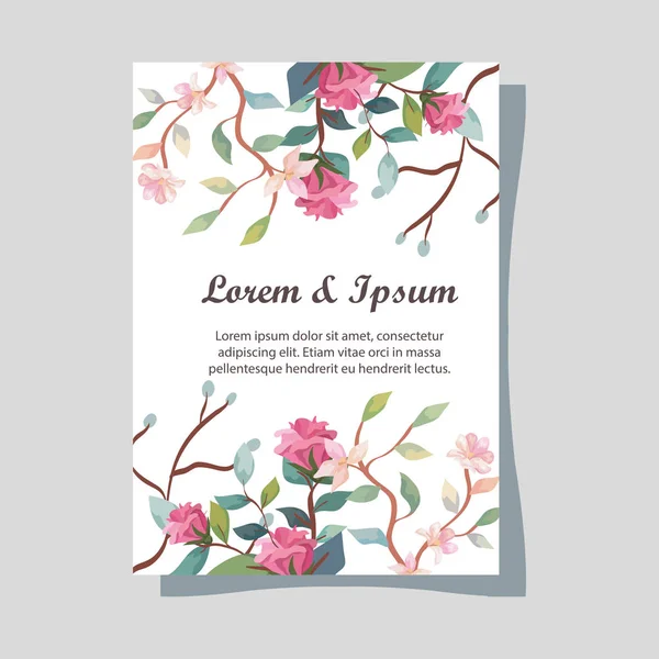 Çiçekli ve yapraklı davetiye kartı