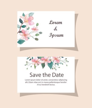 Çiçekli ve yapraklı davetiye kartı