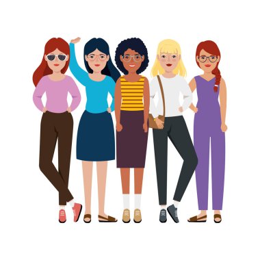 Bir grup güzel kadın avatar karakteri