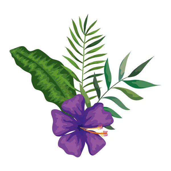 枝や葉で紫色の自然な花を咲かせます — ストックベクタ