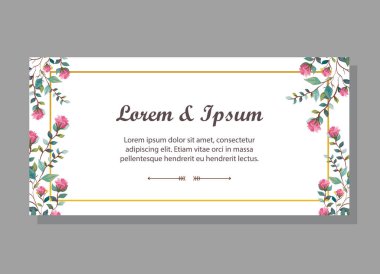 Çiçekli ve yapraklı davetiye kartı