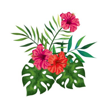 Dalları ve yaprakları olan çiçekler.