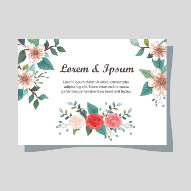 Çiçekli ve yapraklı davetiye kartı