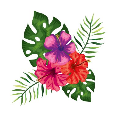 Dalları ve yaprakları olan çiçekler.