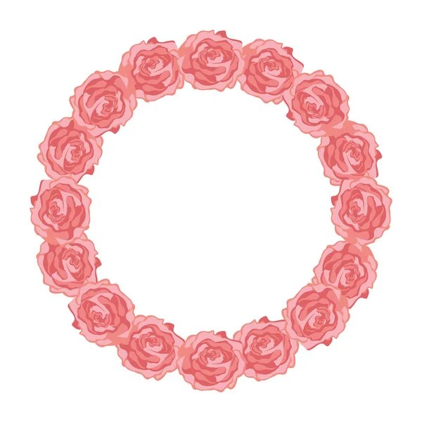 Frame circular of roses isolated icon — 스톡 벡터