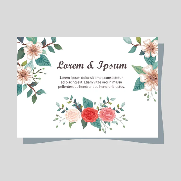 Çiçekli ve yapraklı davetiye kartı