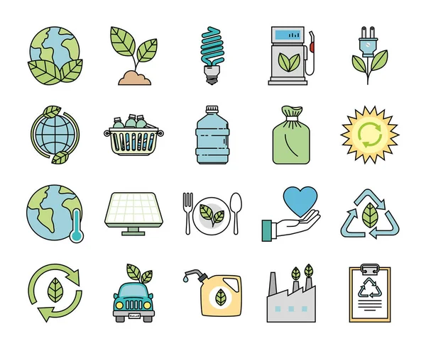 Bundle of ecology set icons — Stock Vector