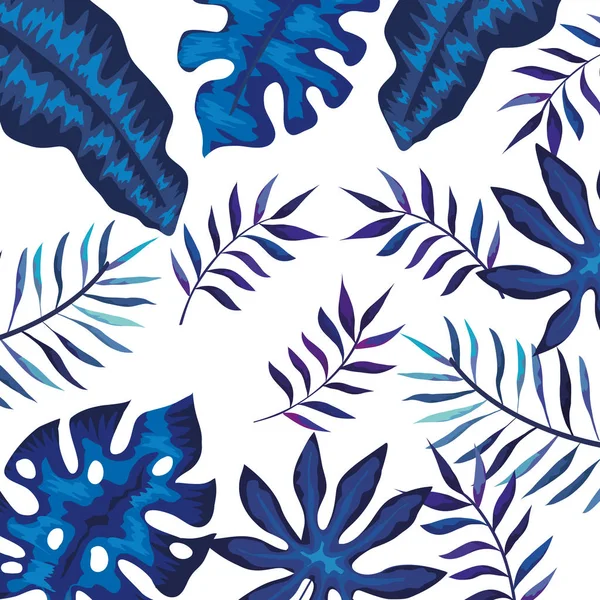 Ramka z gałęziami i liśćmi w kolorze niebieskim — Wektor stockowy