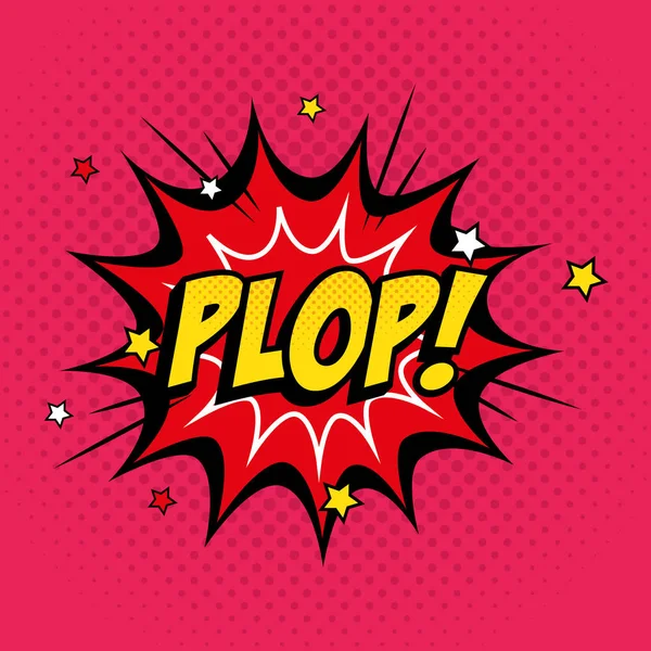 Explosion avec lettrage plop icône de style pop art — Image vectorielle