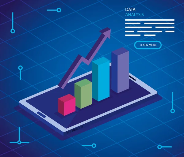 Analýza dat s chytrým telefonem a infografií — Stockový vektor