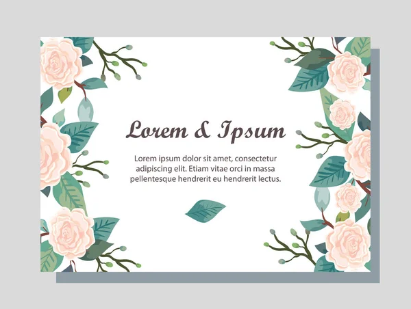 Einladungskarte mit Blumen und Blätterdekoration — Stockvektor