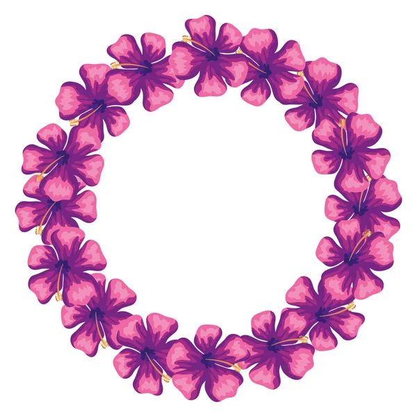 Marco circular de flores de color púrpura — Vector de stock