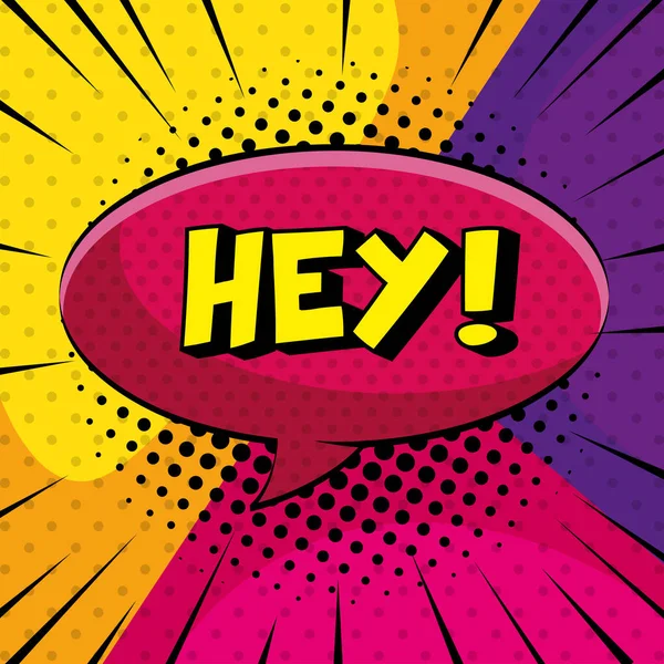 Hey expression signe pop art style — Image vectorielle