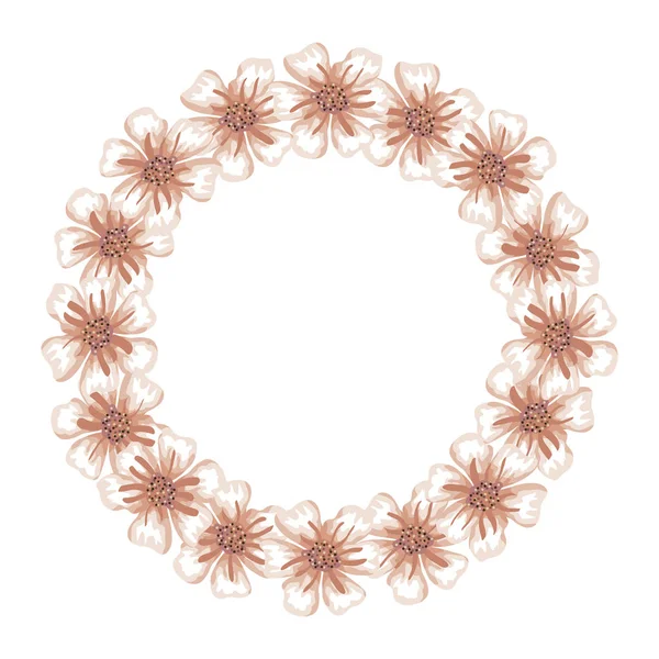 Marco circular de flores lindas icono aislado — Vector de stock