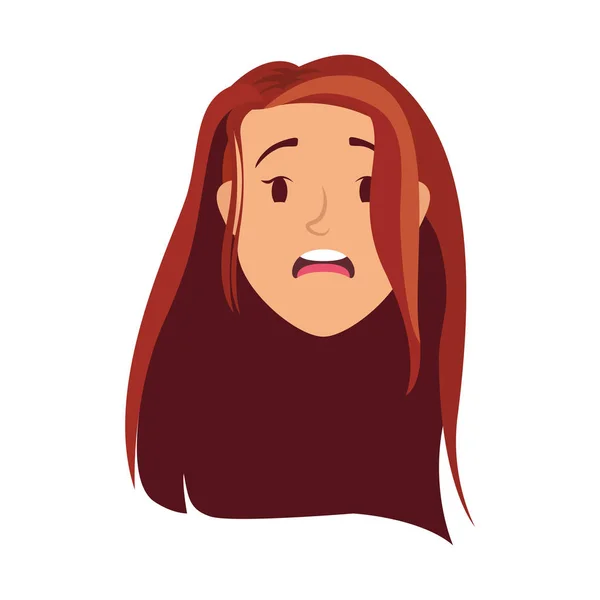 Roztomilý mladý žena hlava avatar charakter — Stockový vektor