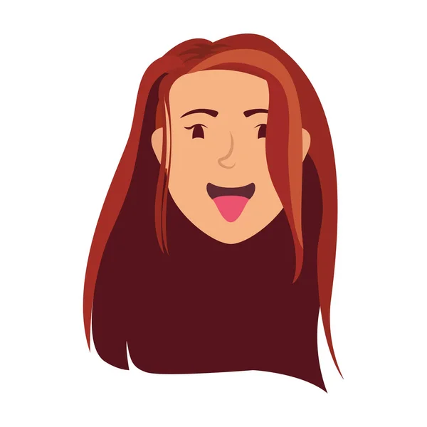 Karakter avatar kepala wanita muda yang lucu - Stok Vektor