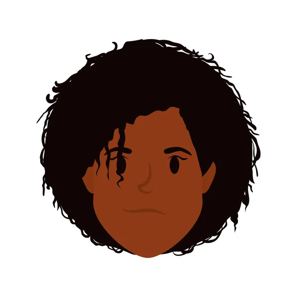 Afro young woman head avatar character — 스톡 벡터