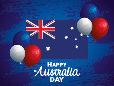 Bayrak ve balonlarla dolu Avustralya gününüz kutlu olsun Helyum