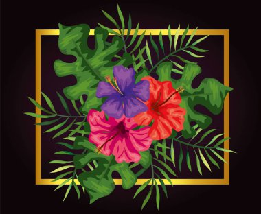 Çerçevesinde dallar ve yapraklar olan çiçekler