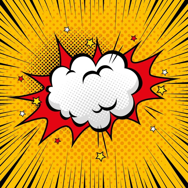 Explosión con iconos de arte pop nube — Vector de stock