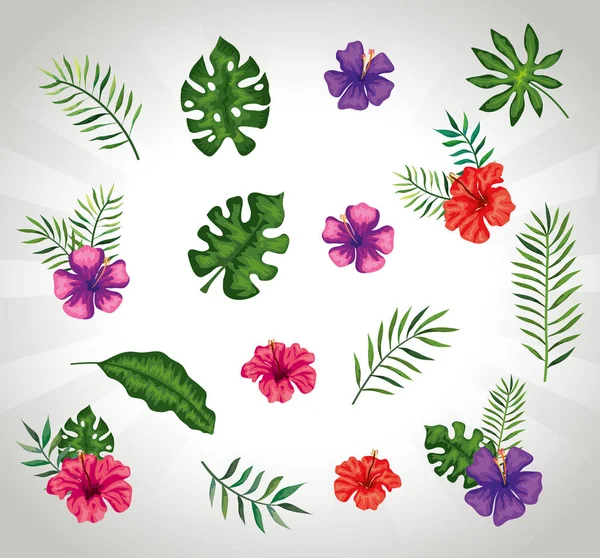 Fond de fleurs avec des branches et des feuilles — Image vectorielle