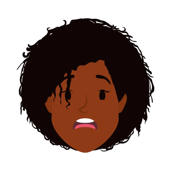 Afro young woman head avatar character — Stock Vector