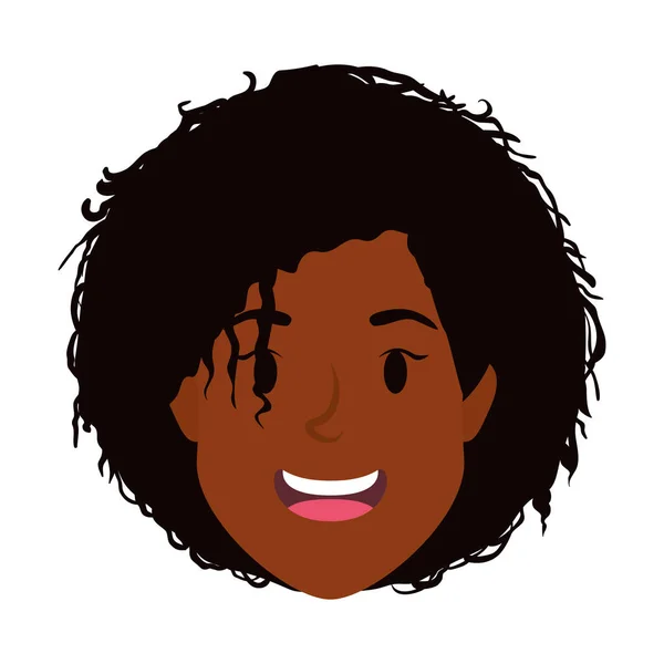 Afro genç kadın baş Avatar karakteri — Stok Vektör