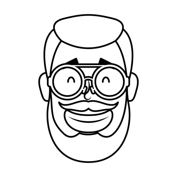 Junger Mann mit Bart und Brille — Stockvektor