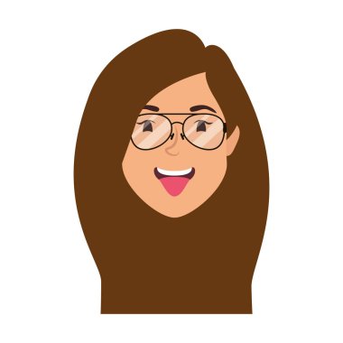 Gözlüklü sevimli genç bir kadın kafası.